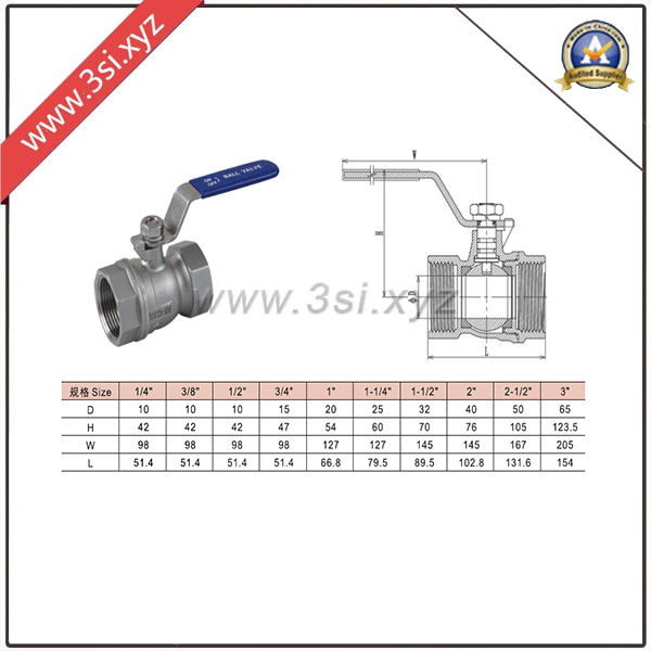 Stainless Steel 2 PC Threaded Reduced Ball Valve (YZF-F320)